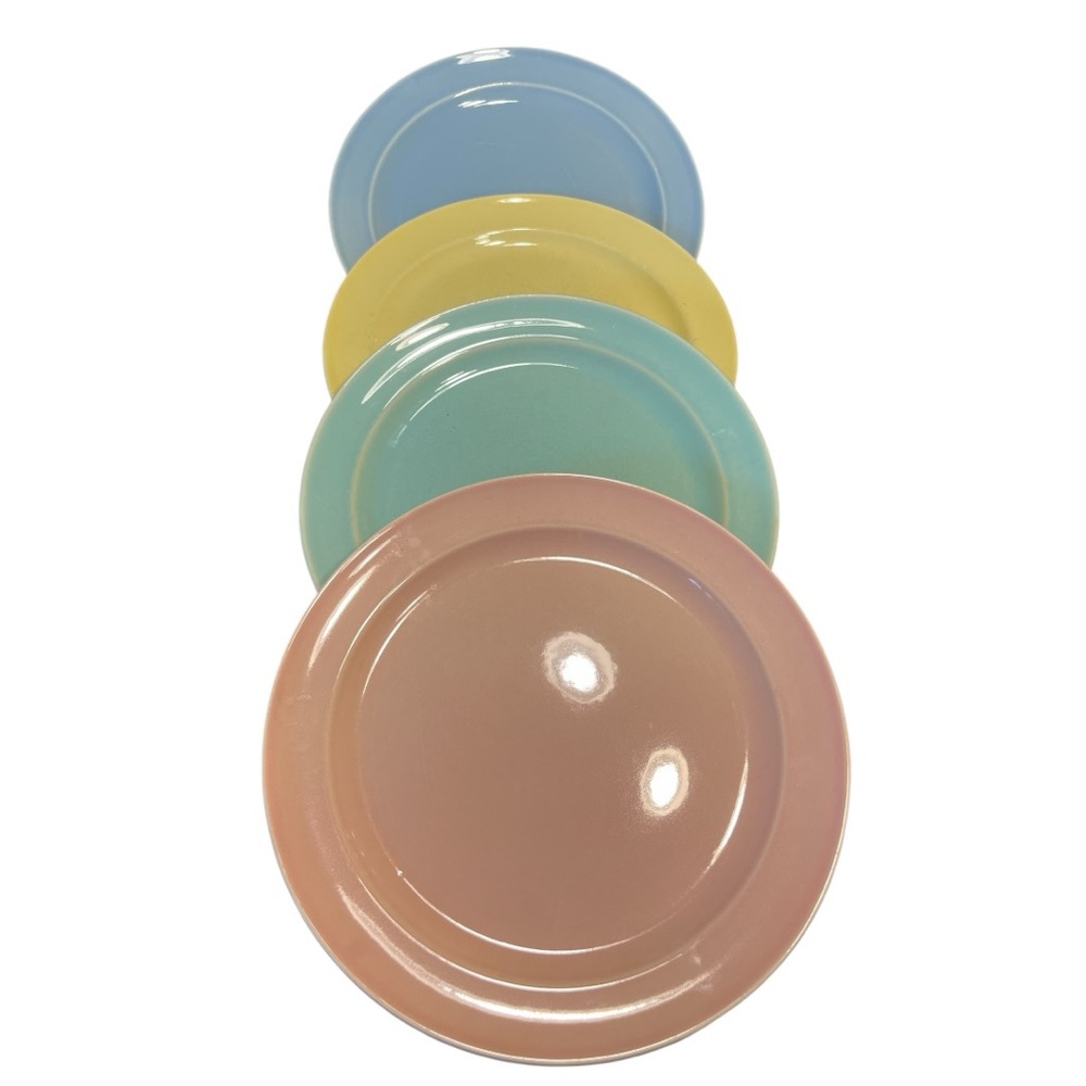 Taylor Smith & Taylor Vintage 9" Plates 4 Luray Pastels Blue,Yellow, Pink,Green